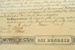 Scarce Civil War era $100 Confederate War Bond (RM)