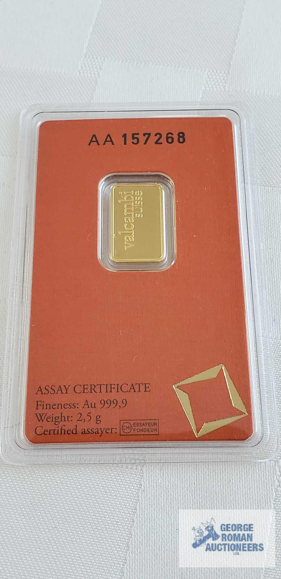 Valcambi suisse gold bars, weight 2.5 G Quantity 4