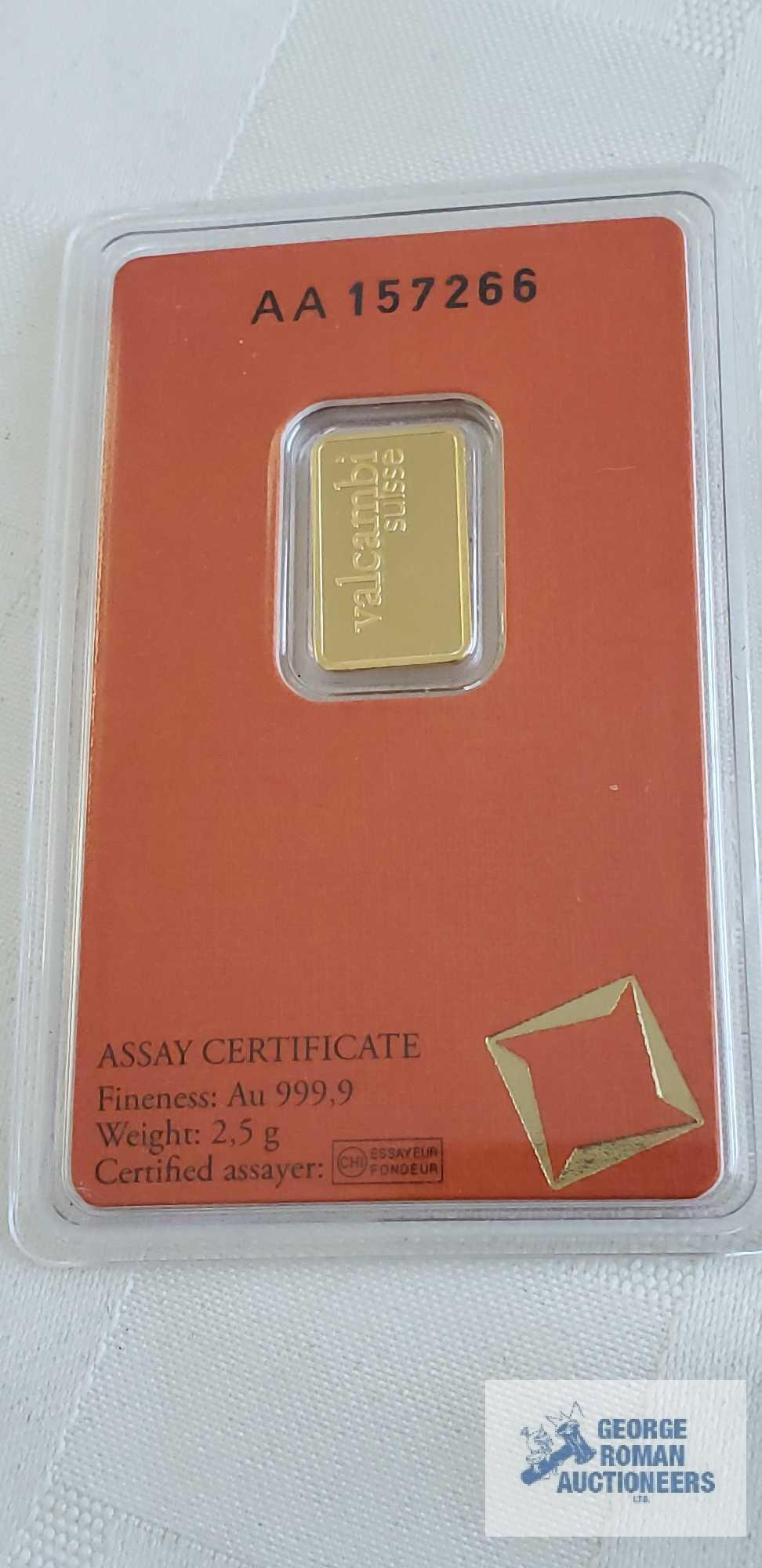 Valcambi suisse gold bars, weight 2.5 G Quantity 4