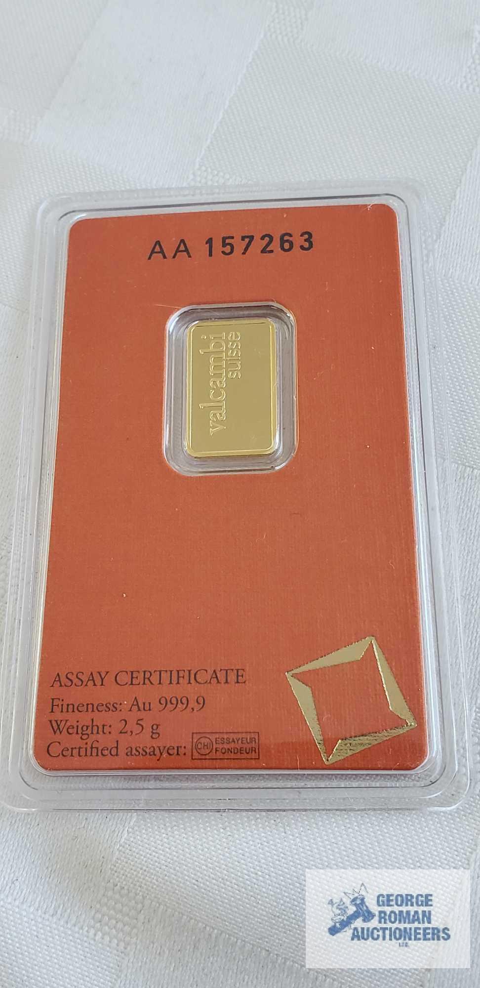 Valcambi suisse gold bars, weight 2.5 G Quantity 4