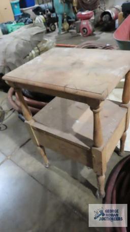 Countertop with built-in sink and wooden stand