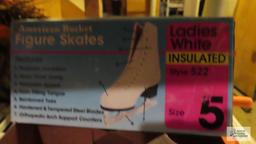 American Rocket, ladies white insulated, size 5, figure skates with box