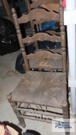 Two ladder back rush bottom chairs. rush bottoms need refinished.