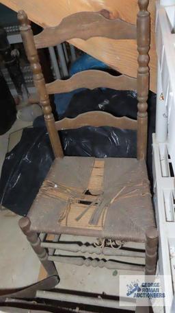 Two ladder back rush bottom chairs. rush bottoms need refinished.