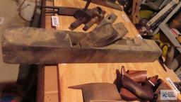 large antique wood plane. handle needs repaired