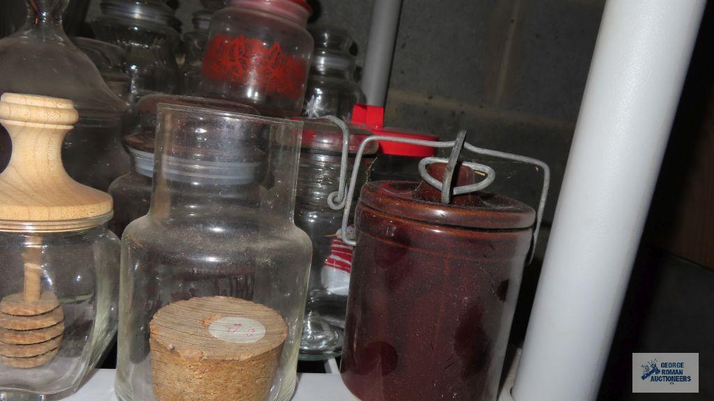 Asssorted size jars and miniature crock