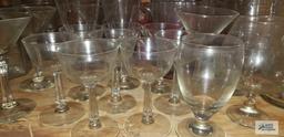 Glass pitchers, stemware, and vases