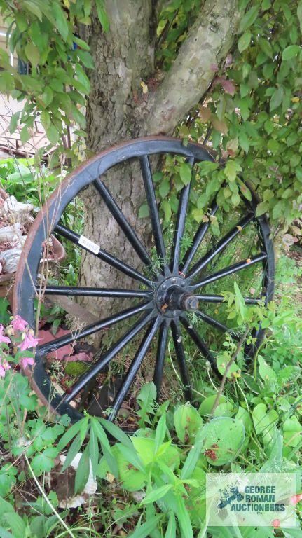 Antique wooden wagon wheel