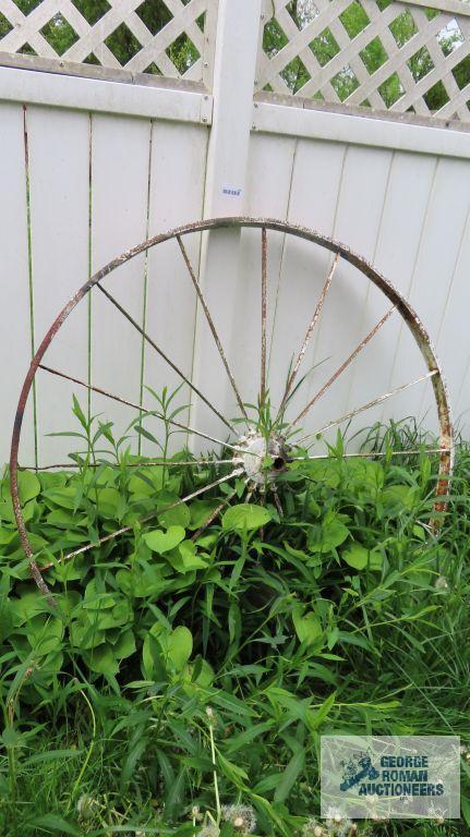 Antique metal wagon wheel