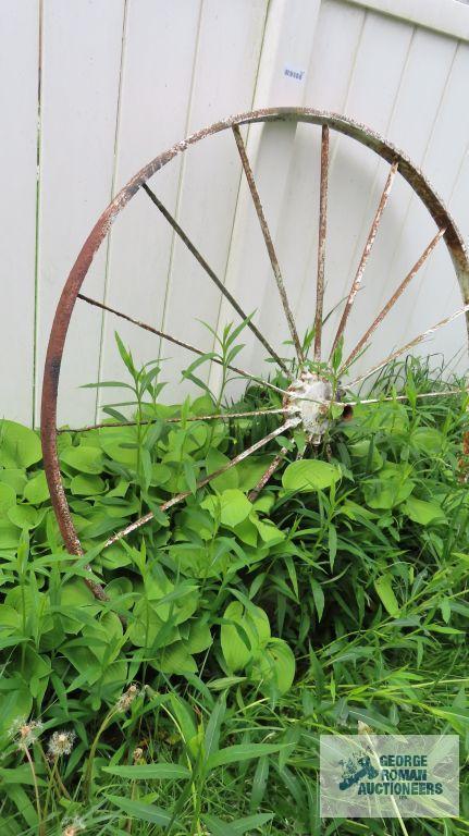 Antique metal wagon wheel