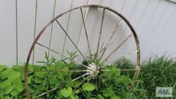 Antique metal wagon wheel