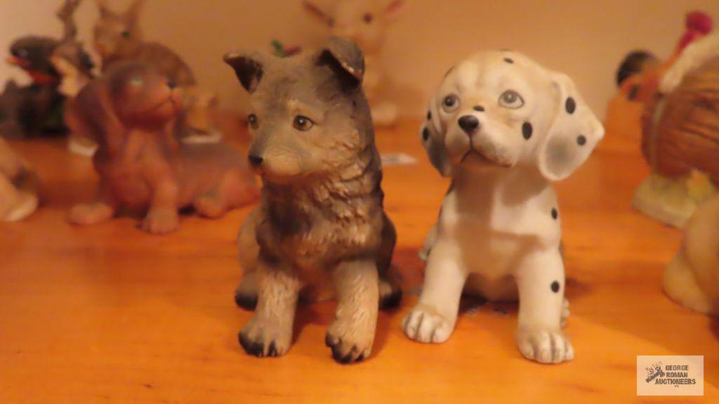 Assorted dog ceramic figurines