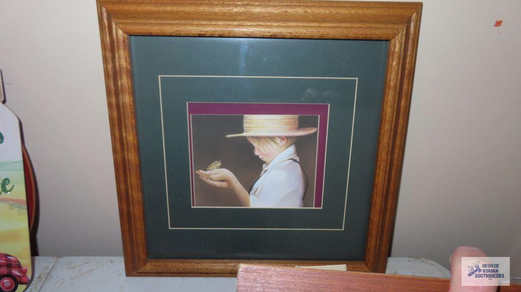 Lot of Amish prints with wooden frames