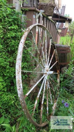 Antique metal wagon wheel