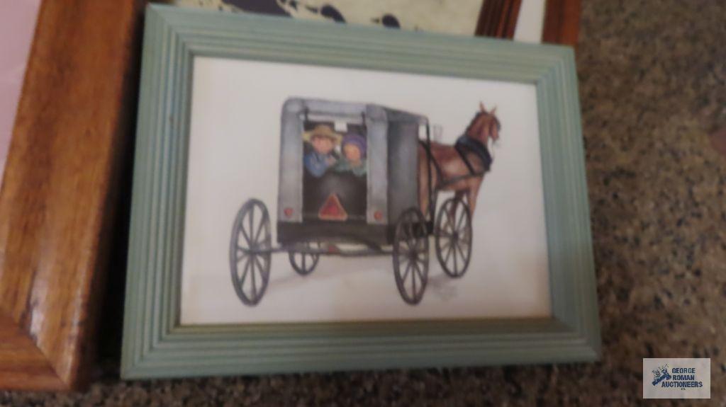 Seven framed pictures of Amish life