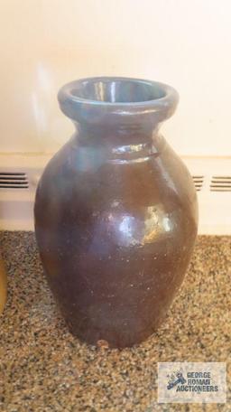 Brown pottery style vase and brown top jug