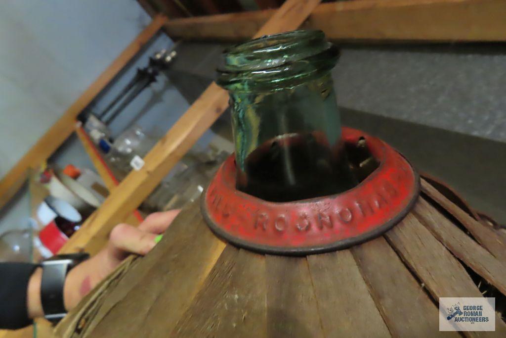 Handled basket with glass jug