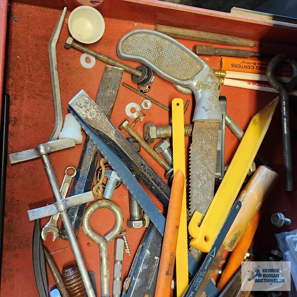 Craftsman workbench with hardware tools and accessories