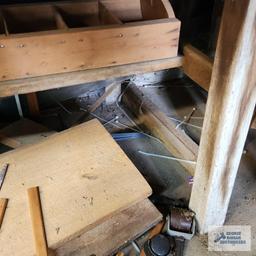 Wooden workbench with drawer