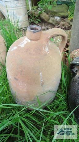 Antique jugs and two handle planter