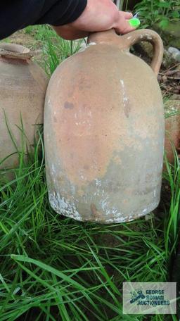 Antique jugs and two handle planter