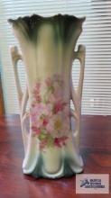 Vintage green floral vase