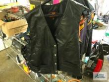 LEATHER MOTORCYCLE VEST. 4XL....