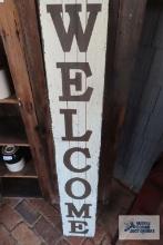 Wooden welcome and Colonial home signs