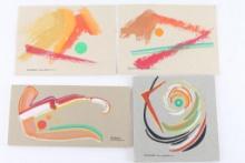 Lot of 4 Gouache Pieces