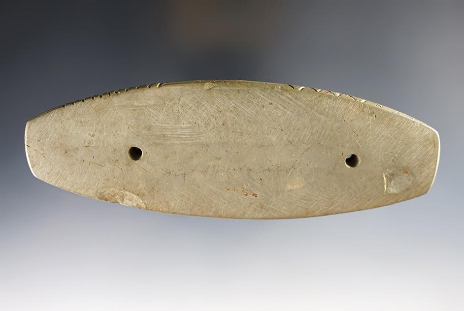 Incredible 5 11/16" Gorget with 58 tally marks! Larue Co., KY. Ex. Gary Mumaw, Cliff Jackson.