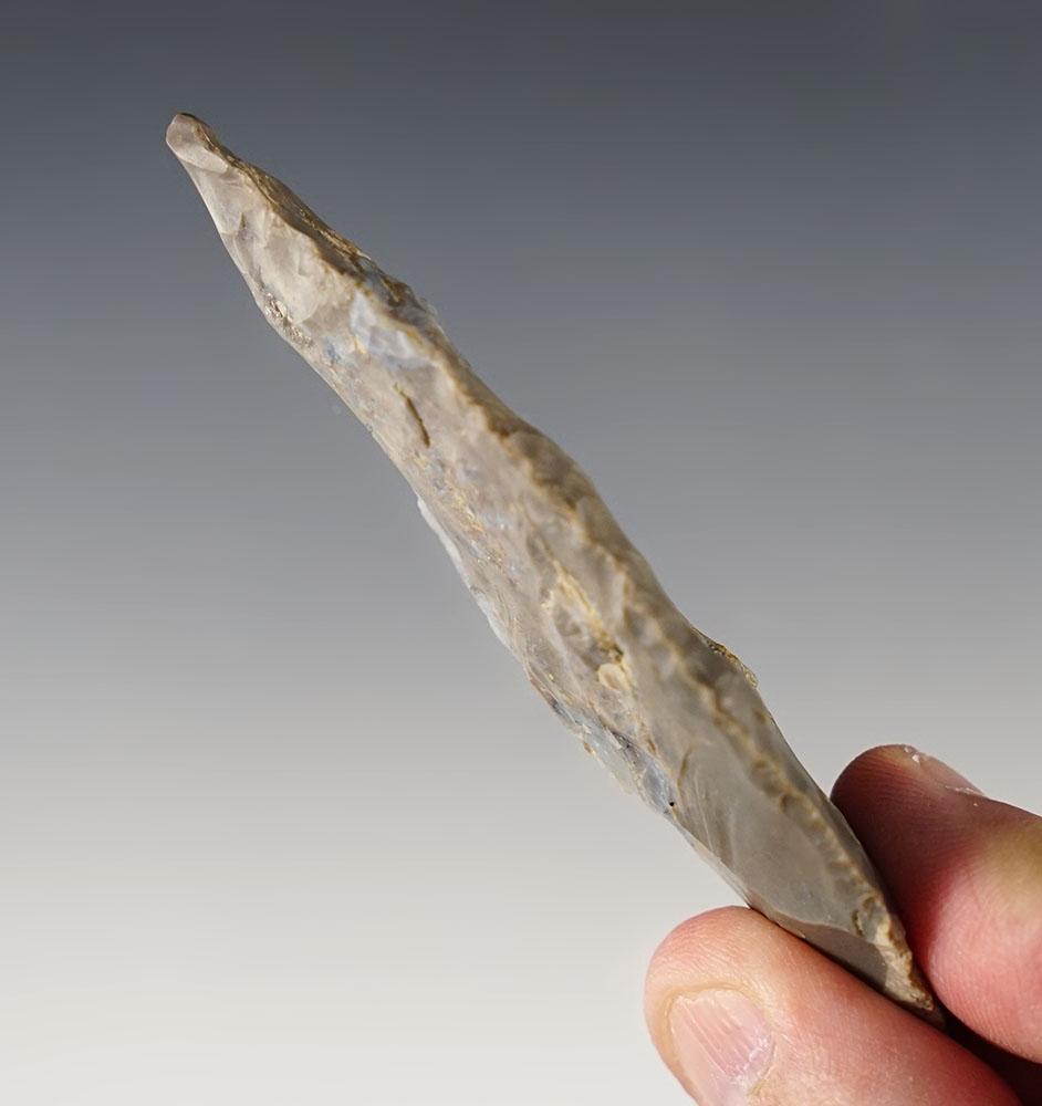 3 3/8" Adena Leaf Shaped Blade found in Ohio. Made from Indiana Hornstone.