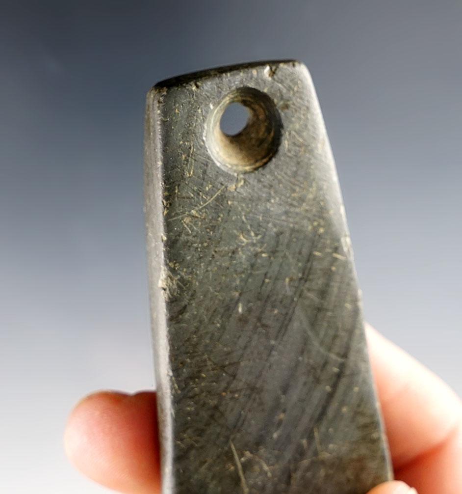 4 1/16" Trapezoidal Pendant. Found on the Paul Reefer Farm in Buck Twp., Hardin Co., Ohio.