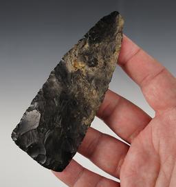 4 1/2" Archaic Knife made from Coshocton Flint. Found in Licking Co., Ohio.