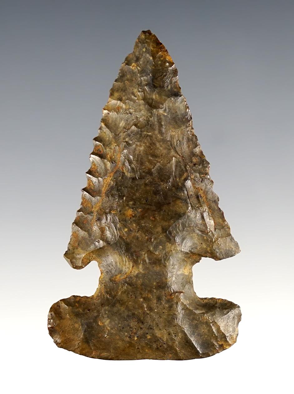 Heavily patinated 2 3/8" Ohio Thebes made from Coshocton Flint.