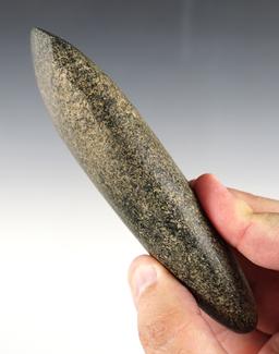 5 7/16" Celt made from Hardstone with a nicely polished bit. Found in Defiance Co., Ohio.