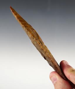 Large 4 3/4" Adena Stemmed Knife made from multi-colored Flint. Stermer COA.