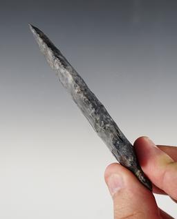 4 3/16" Dovetail made from Coshocton Flint. Found in Guernsey Co., Ohio. Ex. Dick Coulter.