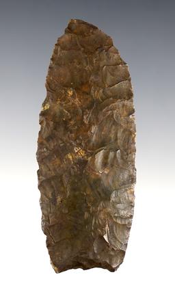 Interesting Paleo Artifact! 3 3/4" Fluted paleo Clovis made from patinated Coshocton Flint.