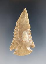 2 3/8" finely flaked Pinetree with excellent serration. Made from Carter Cave Flint. Found in Clark