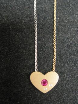 Platinum and 18k Gold Diamond and Ruby Necklace- Very Unusual!