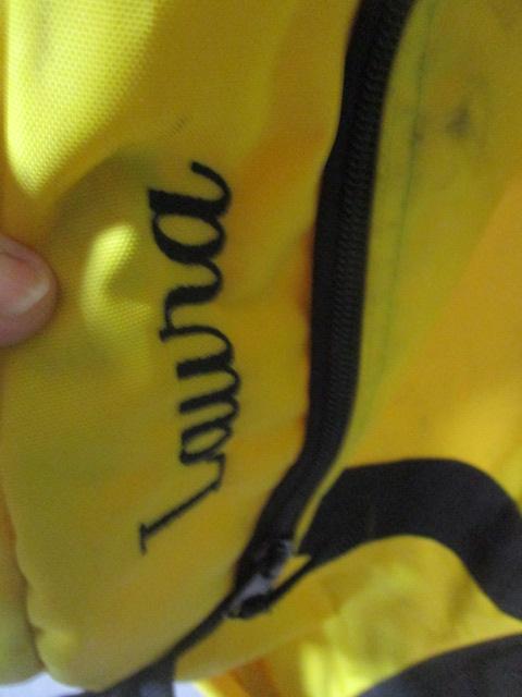 LL Bean Yellow Rolling Duffle w/embroidered name (Laura)