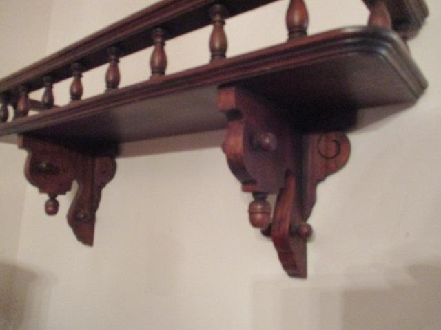 Victorian Carved Display Shelf with Spindle Rail