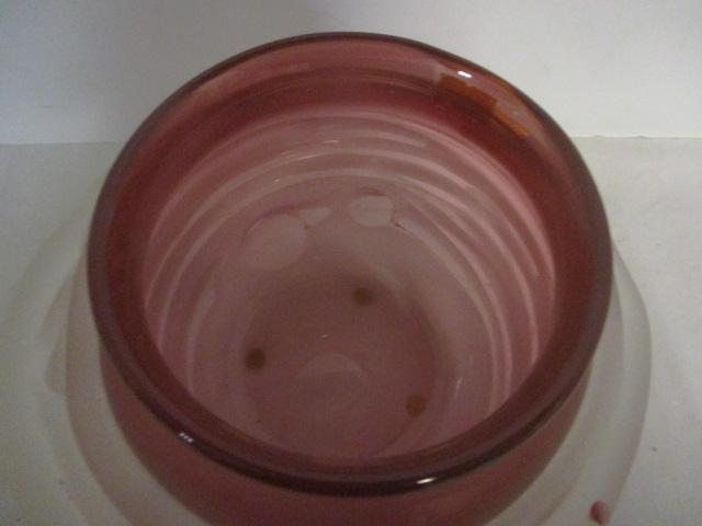 Art Deco Cranberry and White Glass Vase/Bowl