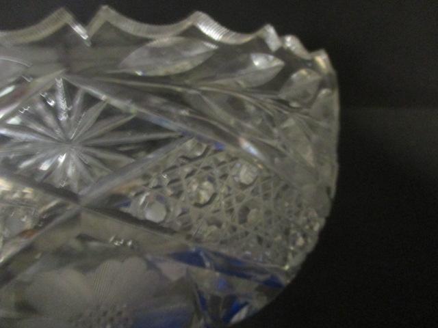 Vintage Brilliant Cut Glass Bowl with Blue Bottom