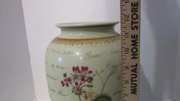 Ceramic Vase with Botanical Designs