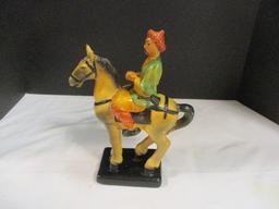 Chalkware Chinese Man on Horse 7 1/2" x 10"