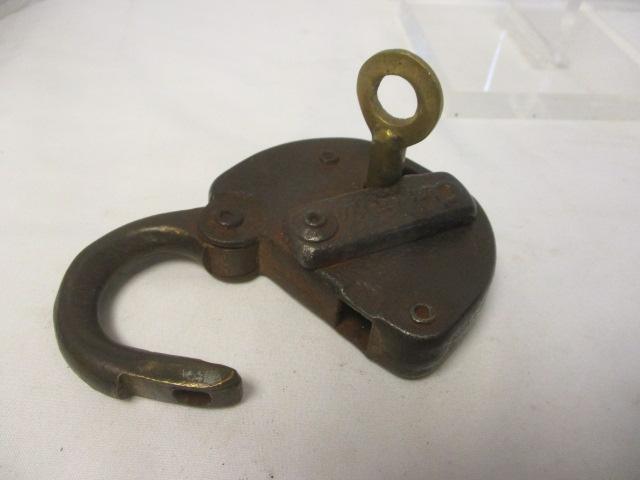 Antique Seaboard Coastline Railroad Pad Lock with Key