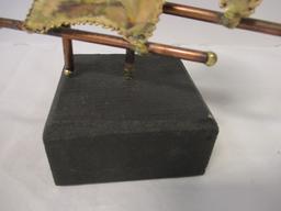 Sculpted Brass and Copper Sailboat with Wood Base