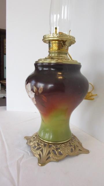 Vintage B&P Handpainted Electrified Oil Lamp