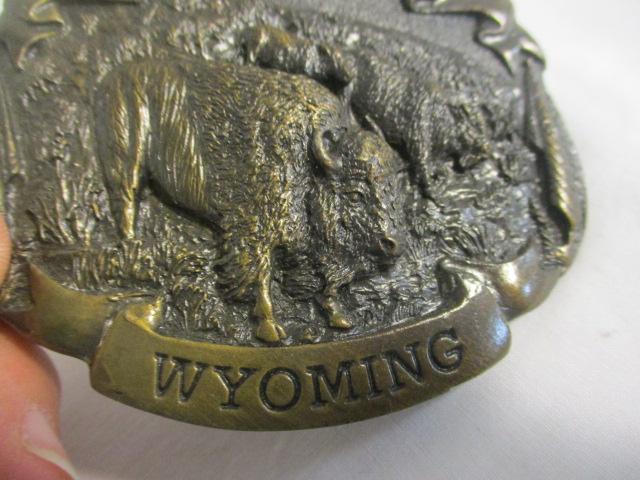 1890/1990 Centennial Brass Belt Buckle (Wyoming) &